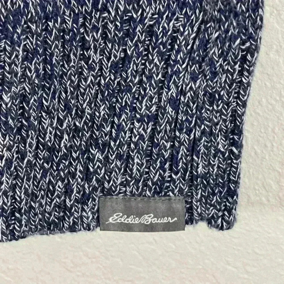 Eddie Bauer Marled Indigo 1/4 Zip Sweater 100% Cotton Men's Large NWT - Picture 4 of 13